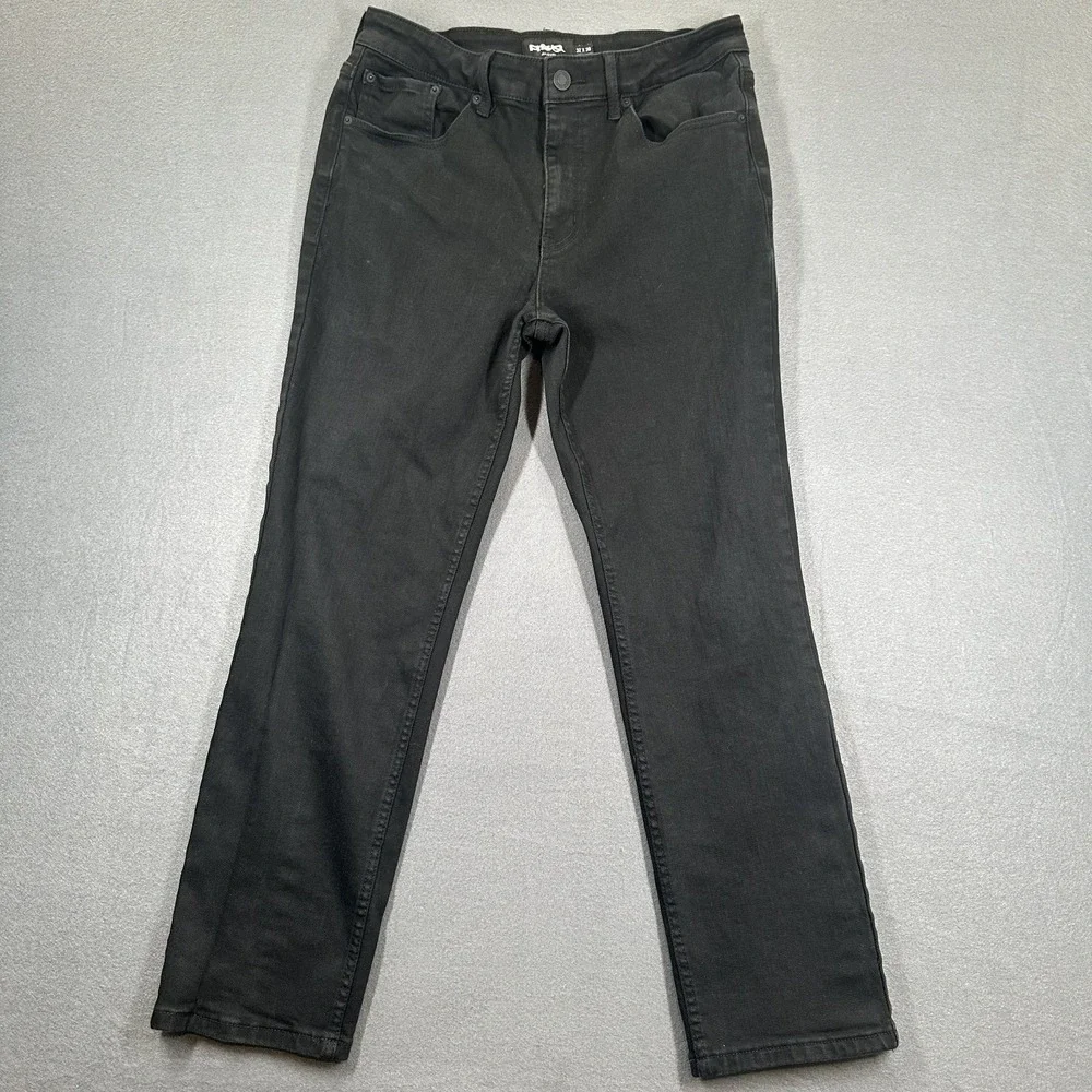 RSQ Jeans Mens 32x30‎ Black Denim Stretch Low Rise 5-Pockets Slim Straight Leg